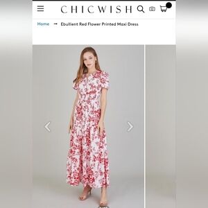 Chicwish Ebullient Red Flower Printed Maxi Dress